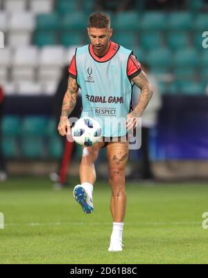 Sergio Ramos del Real Madrid durante la sessione di allenamento Foto Stock