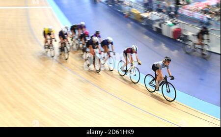 Elimination Race Girls Group A Heat 1 al Derby Velodrome, Derby Arena Foto Stock