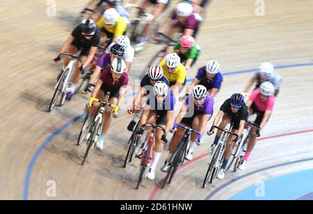 Elimination Race Girls Group A Heat 1 al Derby Velodrome, Derby Arena Foto Stock
