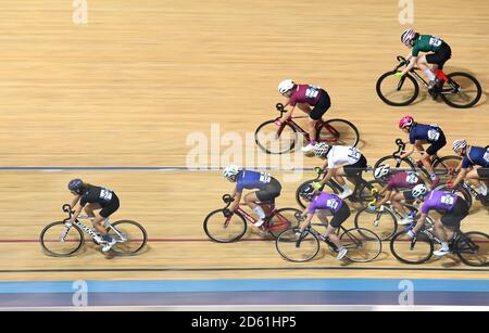 Elimination Race Girls Group A Heat 1 al Derby Velodrome, Derby Arena Foto Stock