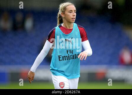 Arsenal Jordan Nobs - Donna durante il riscaldamento pre-partita Foto Stock