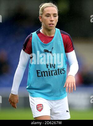 Arsenal Jordan Nobs - Donna durante il riscaldamento pre-partita Foto Stock