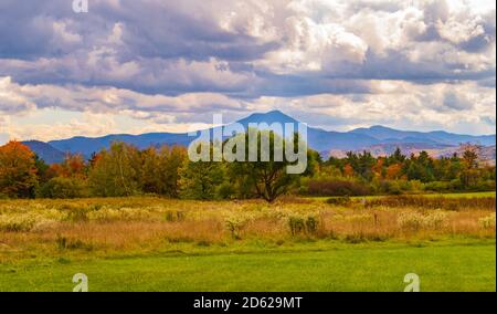 Vista di cammelli gobba Montagna in caduta delle foglie stagione, nel Vermont Foto Stock