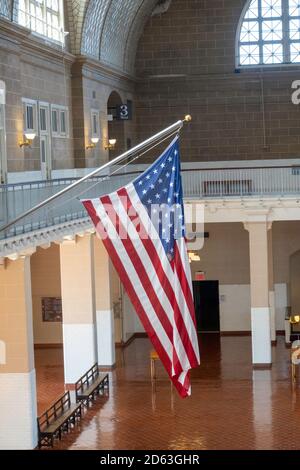 Ellis Island National Monument (U.S. Parco nazionale di servizio), il Registro di sistema o la sala grande, NYC Foto Stock