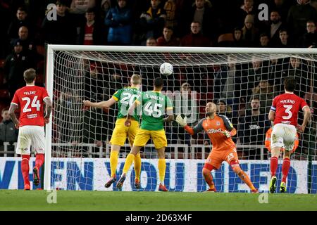 Jayden Stockley di Preston North End segna il secondo gol del suo fianco del gioco Foto Stock