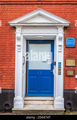 La Casa dell'Ammiraglio Ipwsich a 13 Tower Street - pagina dell'Ammiraglio (1756-1845) visse qui e fu visitata da Wellington nel 1820. Ipswich Heritage. Foto Stock