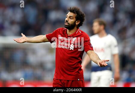 Liverpool è Mohamed Salah durante la finale di UEFA Champions League a Wanda Metropolitano, Madrid. Foto Stock