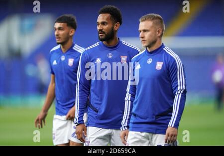 I giocatori di Ipswich Town si riscaldano prima del gioco Foto Stock