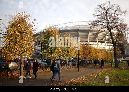 Vista generale dall'esterno dello stadio prima della partita Foto Stock