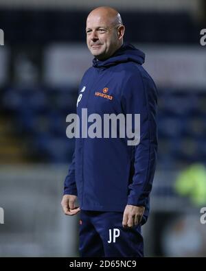 Hartlepool United Assistant manager Joe Parkinson durante la partita della Vanarama National League tra Hartlepool United e Bromley a Victoria Park, Hartlepool, martedì 13 ottobre 2020. (Credit: Mark Fletcher | MI News) Foto Stock