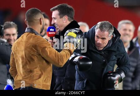 Kell Brook e Jamie Carragher spar al piazzale Foto Stock