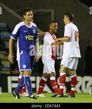 Kevin Phillips di Birmingham City celebra il suo secondo obiettivo contro Leicester City. Foto Stock