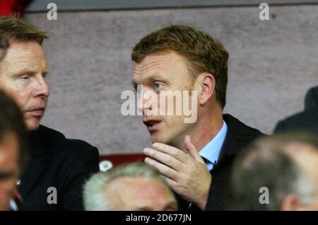 Il manager di Everton David Moyes guarda la partita Foto Stock