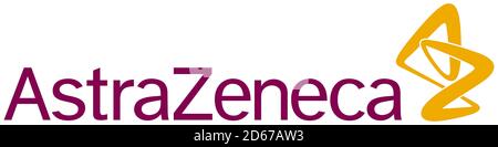 Logo della società farmaceutica britannica AstraZeneca con sede a Londra. - Regno Unito. Foto Stock