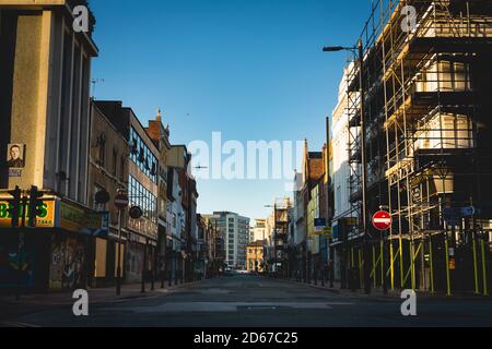 Il centro di Manchester è stato bloccato durante la pandemia di Coronavirus del 2020 Foto Stock