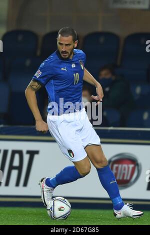 Bergamo, Italia. 14 Ott 2020. Leonardo Bonucci (Italia) durante la partita UEFA 'Nations League 2020-2021' tra Italia 1-1 Neterlands allo stadio Gewiss 14 ottobre 2020 a Bergamo, Italia. Credit: Maurizio Borsari/AFLO/Alamy Live News Foto Stock