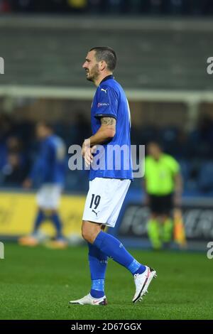 Bergamo, Italia. 14 Ott 2020. Leonardo Bonucci (Italia) durante la partita UEFA 'Nations League 2020-2021' tra Italia 1-1 Neterlands allo stadio Gewiss 14 ottobre 2020 a Bergamo, Italia. Credit: Maurizio Borsari/AFLO/Alamy Live News Foto Stock