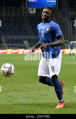 Bergamo, Italia. 14 Ott 2020. Moise Kean (Italia) durante la partita UEFA 'Nations League 2020-2021' tra Italia 1-1 Neterlands al Gewiss Stadium 14 ottobre 2020 a Bergamo, Italia. Credit: Maurizio Borsari/AFLO/Alamy Live News Foto Stock