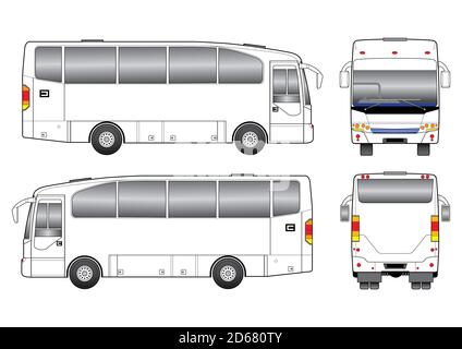 Modello Vector Luxury Touring Bus su sfondo bianco Foto Stock