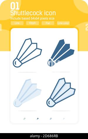 Icona di premiun shuttlecock con stile multiplo isolato su sfondo bianco. Immagine vettoriale simbolo simbolo icona design per siti web e app mobili Illustrazione Vettoriale