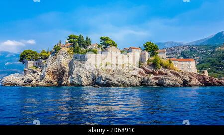 Esclusivo hotel-isola Saint Stefan (Sveti Stefan), Montenegro Foto Stock