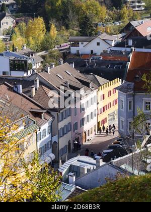 Vista sul centro storico di Brunico, Brunico. Brunico, Brunico in Val Pusteria, Pusteria in Alto Adige, Alto Adige, europa, Europa centrale, italia Foto Stock