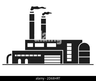 Silhouette nero fabbrica building.an architettura industriale con tubi fumo. Illustrazione Vettoriale