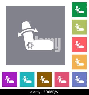 Icone piatte di regolazione del sedile dell'auto su sfondi quadrati di colore semplice Illustrazione Vettoriale