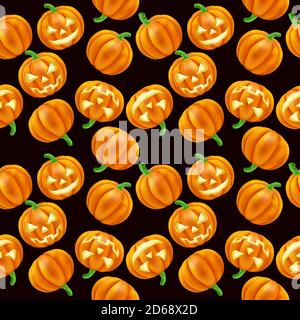 Zucca modello Halloween senza cuciture sfondo Illustrazione Vettoriale