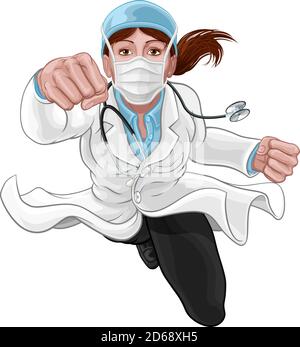 Dottore Donna Super Hero Medical Concept Illustrazione Vettoriale