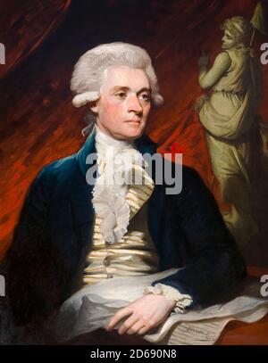 Thomas Jefferson (1743-1826), statista americano e padre fondatore che ha servito come terzo presidente degli Stati Uniti, ritratto dipinto da Mather Brown, 1786 Foto Stock