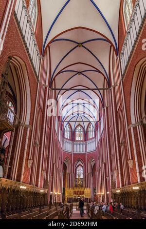 Il minster in Bad Doberan vicino a Rostock. Un capolavoro costruire nel nord tedesco alto in mattoni in stile gotico. L'Europa,Germania, Rostock Foto Stock