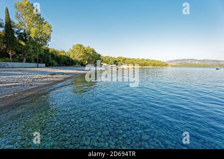 Kerasia spiaggia a Corfù, Grecia. Giovedì 03 settembre 2020 Foto Stock