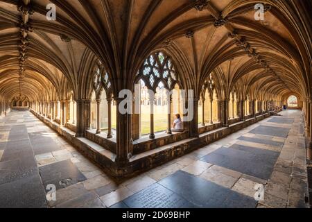 Chiostri nella Cattedrale di Norwich o Trinità Santa e indivisa A. Chiesa di Inghilterra cattedrale in Norwich Norfolk East Anglia Inghilterra Regno Unito GB Europa Foto Stock