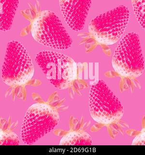 Motivo rosa senza cuciture con motivo a fragola Foto Stock