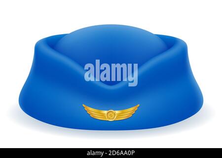 cappello da stewardess per l'illustrazione vettoriale delle compagnie aeree passeggeri isolato su bianco sfondo Illustrazione Vettoriale