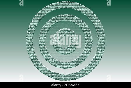 Grafica di background 3D ombre textured bullseye in tonalità di verde Foto Stock