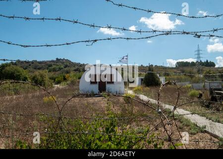 Polemi Concentration Camp costruito dagli inglesi per ospitare e interrogare i prigionieri EOKA durante la lotta di Cipro per l'indipendenza dal Regno Unito, 1955-59. Foto Stock