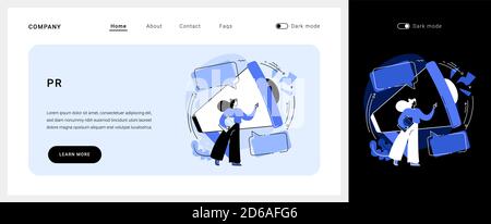 Pagina di destinazione concetto vettore PR. Illustrazione Vettoriale