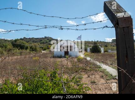 Polemi Concentration Camp costruito dagli inglesi per ospitare e interrogare i prigionieri EOKA durante la lotta di Cipro per l'indipendenza dal Regno Unito, 1955-59. Foto Stock