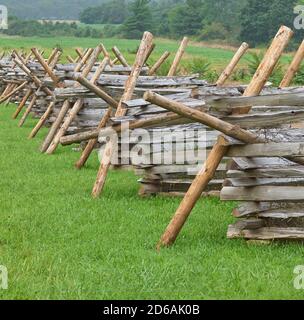 Picchetti di legno scherma sul campo di battaglia di Gettysburg Foto Stock
