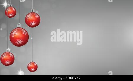 Sfondo di Natale con palle appese. Illustrazione Vettoriale