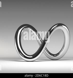 Segno infinito astratto in cromo 3D Foto Stock