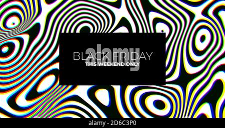 Banner di vendita Black Friday. Illustrazione vettoriale con effetto Glitch CMYK. Illustrazione Vettoriale