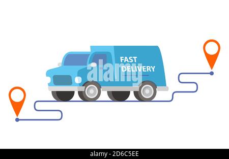 Carrello di consegna che trasporta pacchi sui punti.illustrazione vettoriale. Illustrazione Vettoriale