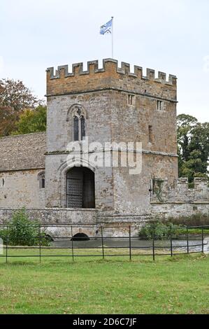 Broughton Castello nel villaggio dello stesso nome nel nord Oxfordshire vicino Banbury. Casa della famiglia Fiennes, Signore Saye e Sele. Foto Stock