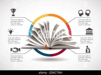 Libro aperto come concetto di conoscenza Foto Stock