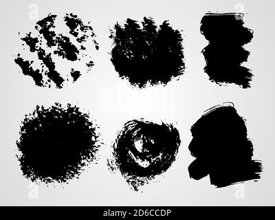 Insieme vettoriale di sfondi watercolor nero grunge. Illustrazione Vettoriale