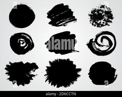 Insieme vettoriale di sfondi watercolor nero grunge. Illustrazione Vettoriale