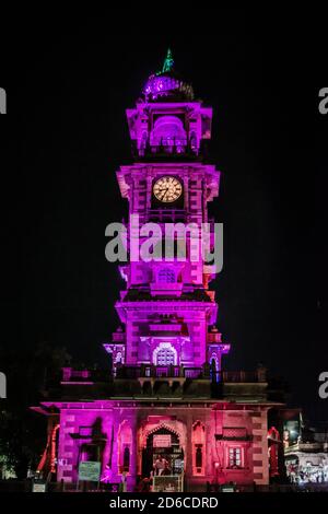 Ghanta Ghar (Torre dell'Orologio) & mercato di Sadar Jodhpur Rajasthan Foto Stock